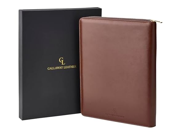 Gallaway Leather Genuine Leather Zippered Portfolio Organizer
