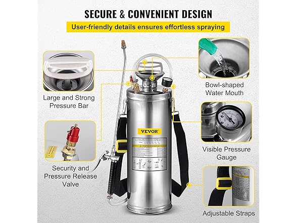 VEVOR 3 Gallon Stainless Steel Sprayer