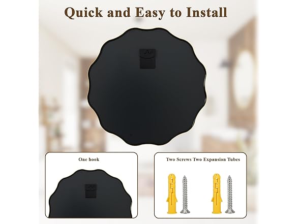 VooBang Gold Scalloped Circle Mirror, 24" Wavy Edge Round Wa (Open Box)