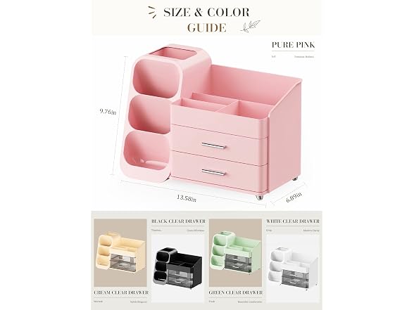 Pink Makeup Organizer with Drawer