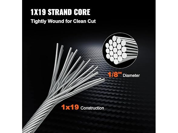 T316 1x19 Stainless Steel Cable 1/8" Cable Rail Wire Rope Aircraft Cab