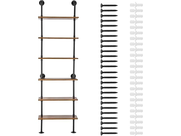 Industrial Pipe Shelf, 6 Tier 24x9.84in