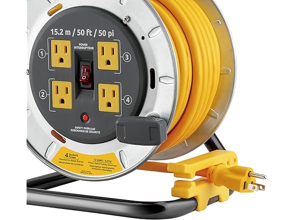 Link2Home 50ft 12/3AWG 13A HD Metal Cord Reel
