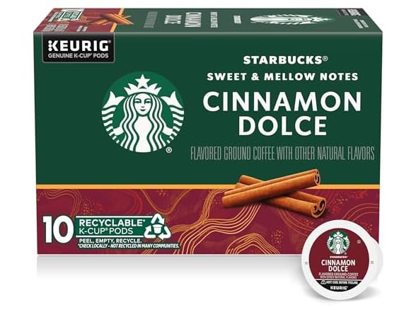10 CT Starbucks K-Cup Coffee Pods, Cinnamon Dolce