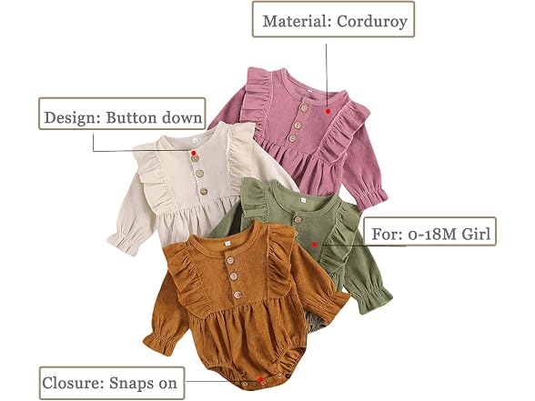 Ma&baby (3-6 MOS) Baby Girl Romper Long Bodysuit