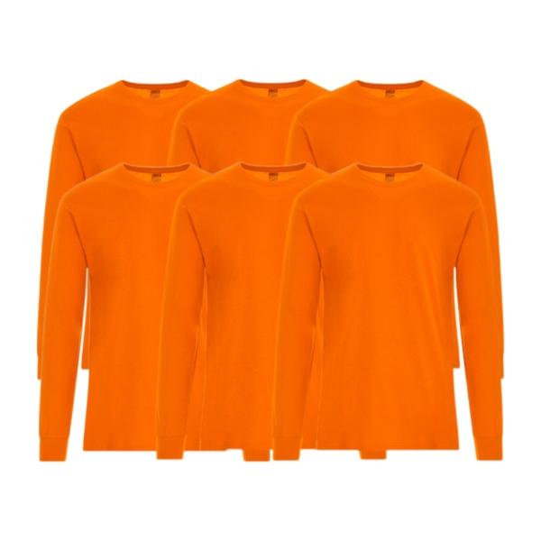 6Pk Mens Safety Orange L/S Shirts - Gallery 7