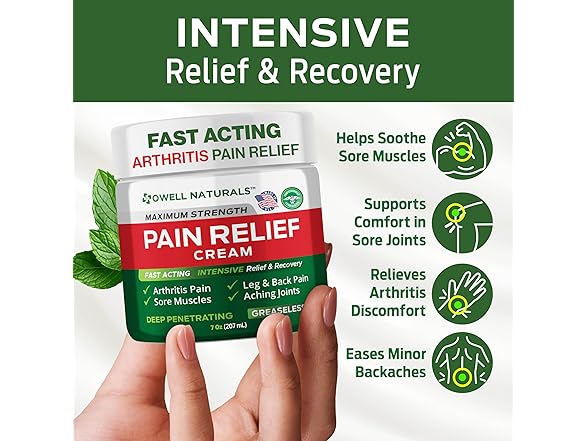 OWELL NATURALS Owell Pain Relief Cream 7oz