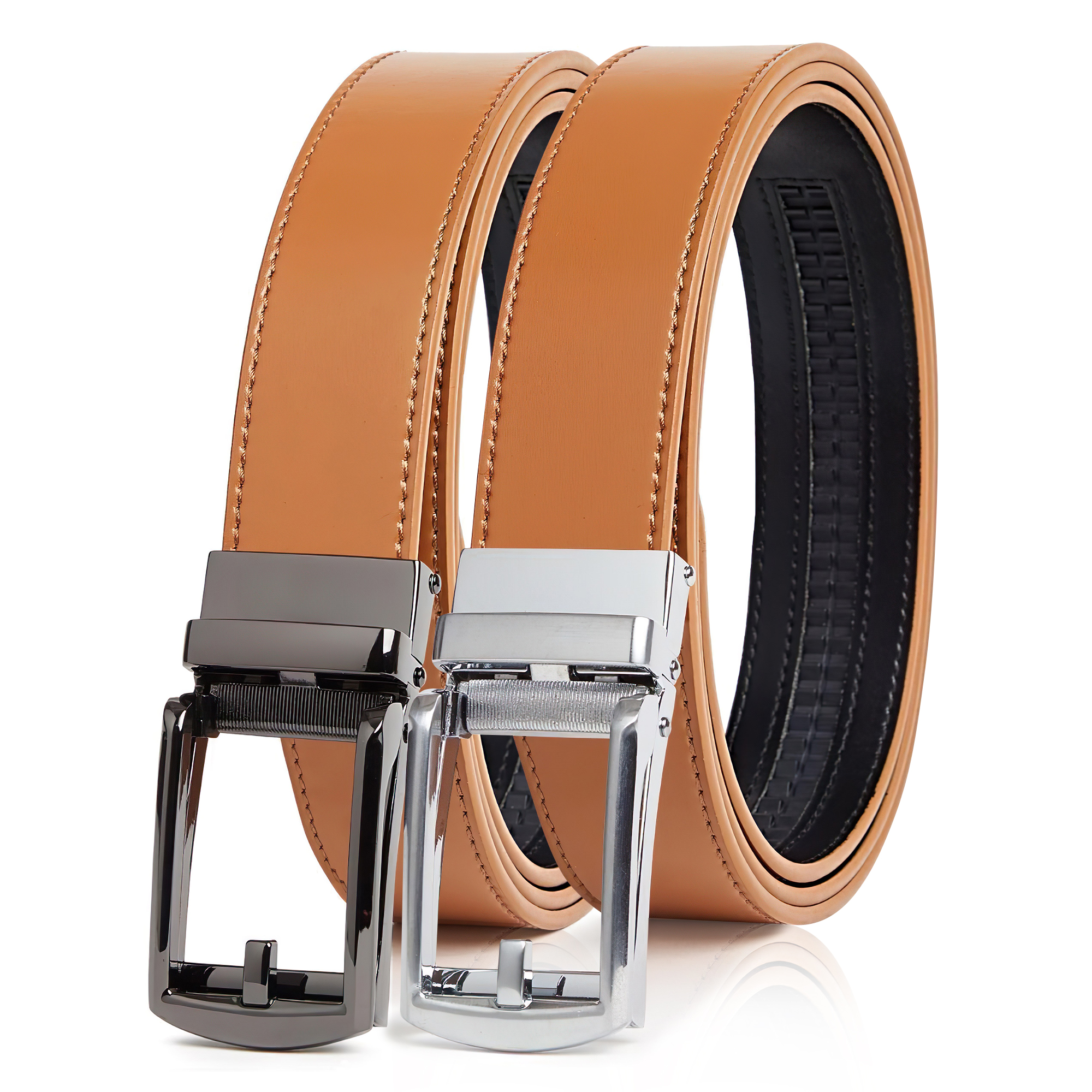 Carlo Fellini Mens Leather Ratchet Belt - Gallery 52