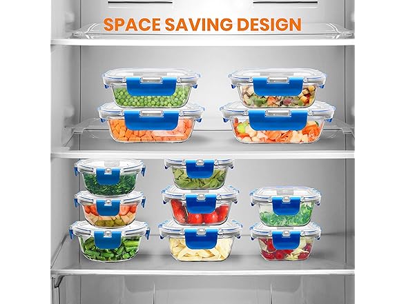 NutriChef 24pcs Glass Food Containers