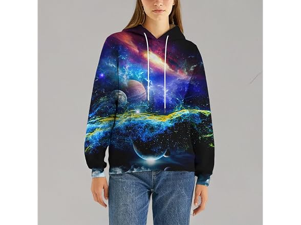 Asylvain Women (XL) Galaxy Hoodies Graphic Sweater