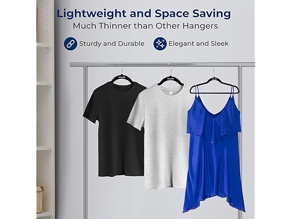 SereneLife Velvet Hangers 100 Pack Black