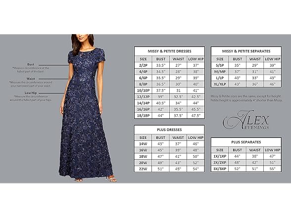 Alex Evenings Women (18 Plus) Dress Trim Wedgewood