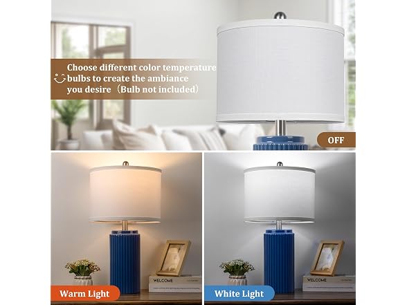 TOBUSA 23.5" Blue Ceramic Table Lamps Set of 2