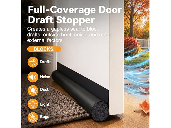 MAXTID GAR-117 (2 Pack) 36in Door Draft Stopper Black