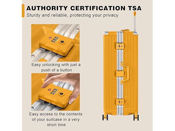 AnyZip Luggage Sets 2 Piece Aluminum Frame Carry On and Checked Suitcase PC ABS Hard Shell TSA Lock No Zipper(Orange, 20/28) (Open Box)