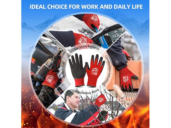 Winter Work Gloves, 3 Pairs, XL
