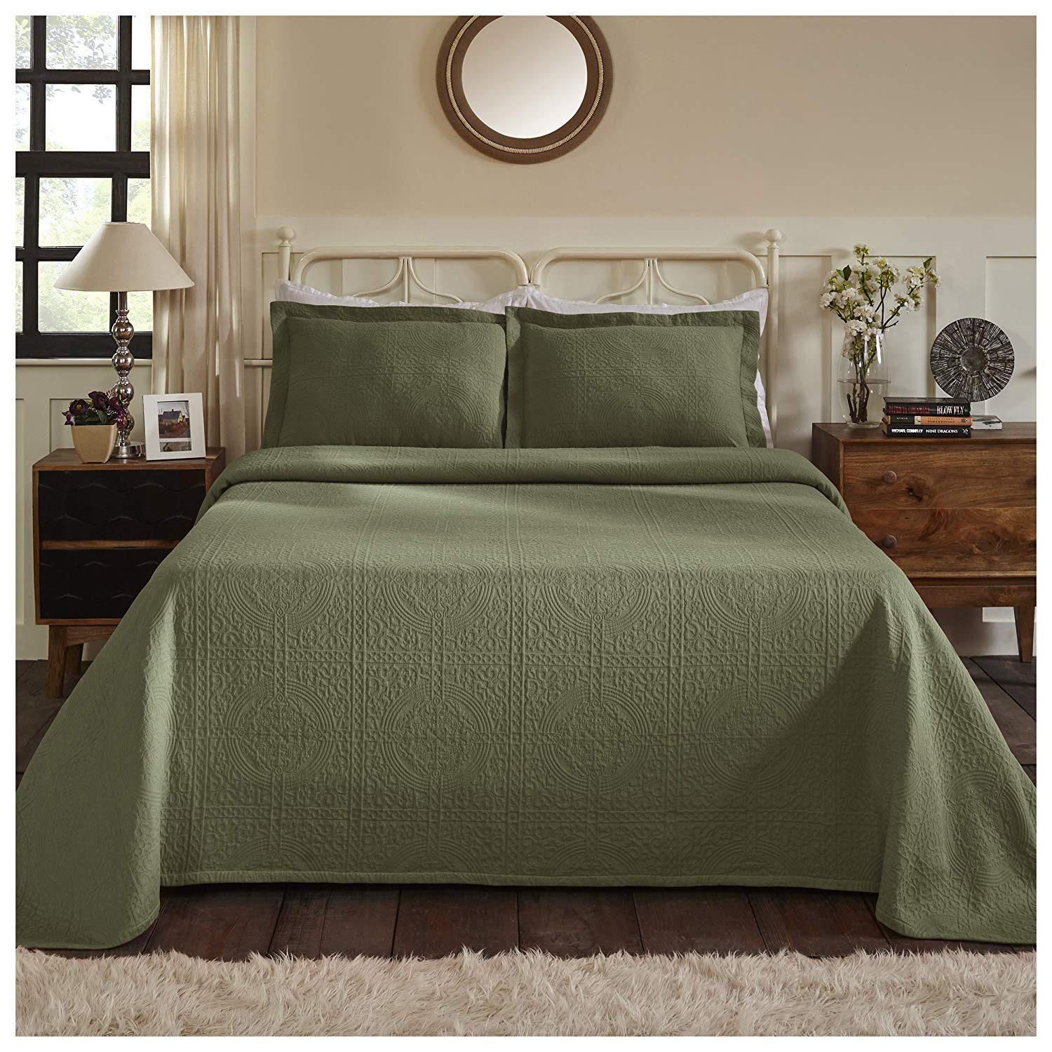 Superior 100% Cotton Medallion Bedspread with Shams - Gallery 18