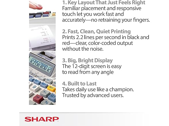 Sharp EL-1750V Two-Color Printing Calculator 2 Lines/Sec 3" Black/Red (Open Box)