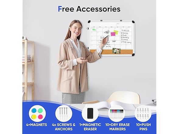 VUSIGN Dry Erase Calendar Whiteboard