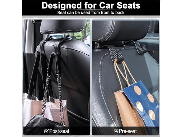 LivTee APP-Auto-156 Car Seat Headrest Hook, 4-Pack
