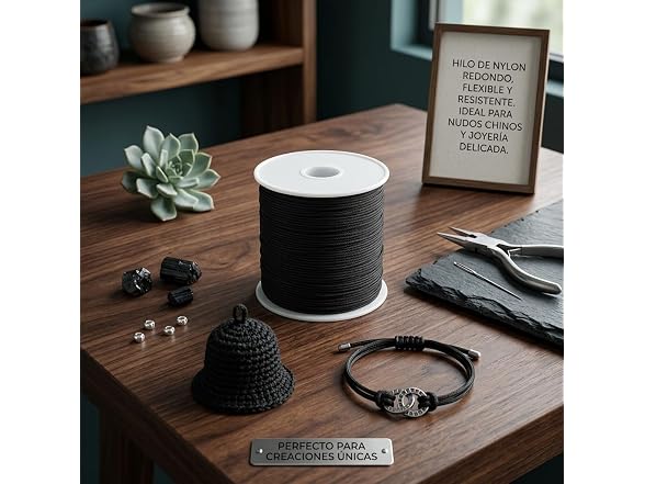 Nylon Chinese Knot Cord 100M x 0.8mm Black - Gallery 6