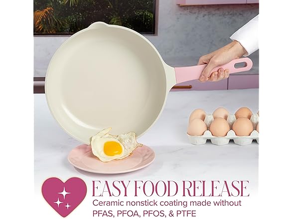 Paris Hilton Ceramic Cast Aluminum Nonstick Fry Pan 11-Inch, Pink