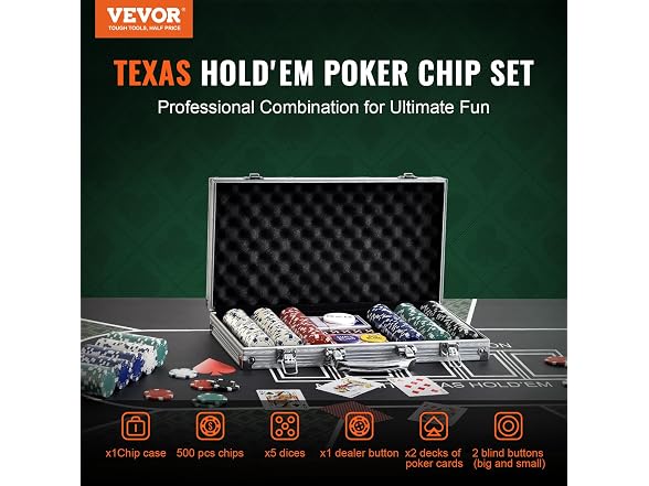 VEVOR Poker Chip Set, 500-Piece Poker
