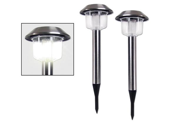 Two Pack Stainless Steel Solar Garden Lights