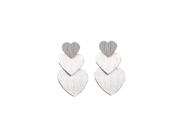 ConeyClare Triple Heart Stud Earrings Silver