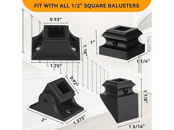 Iron Baluster Shoes 1/2" Black 10Pcs