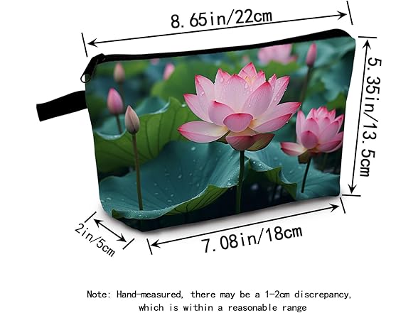 Lotus Pond Print Makeup Bag