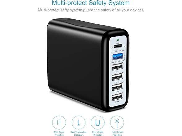 YCYD-LTC 6-Ports 100W USB-C Charging Station
