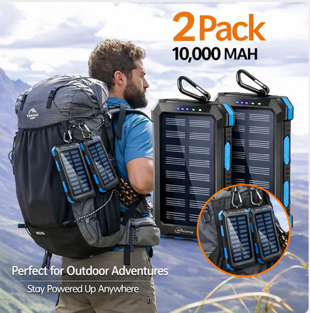 2-Pack 10,000mAh Portable Solar Charger - Gallery 24