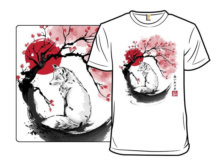 White Kitsune Sumi-e