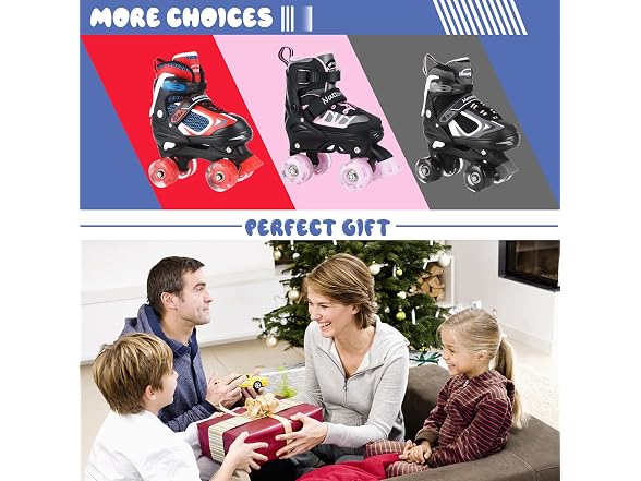 Nattork Red Adjustable Kids Roller Skates Large