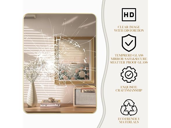 Fun Memories Gold Bathroom Mirror 32x32