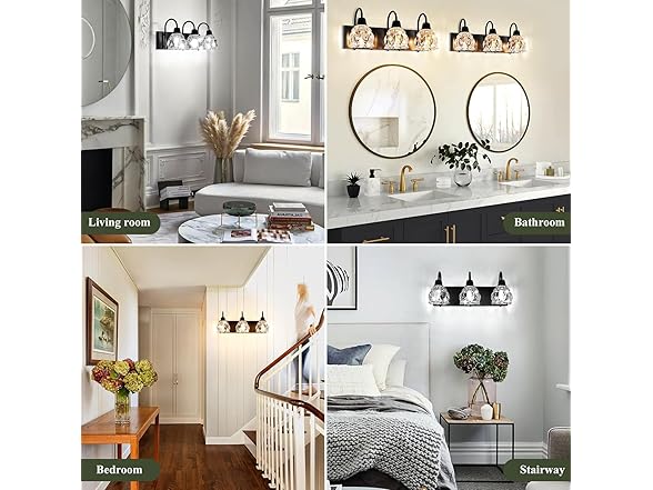 Yochoice 3-Light Bathroom Light Fixture w/Flower Glass