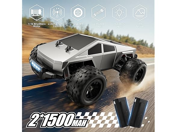 RC Truck 1/16 Brushless Motor, 35 mph Max Speed