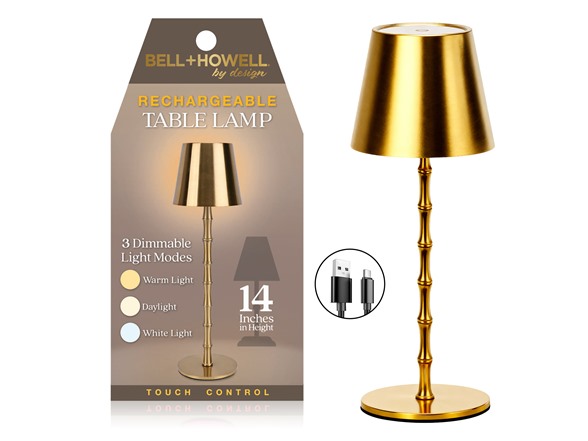 Bell+Howell Bamboo Design Gold Lamp