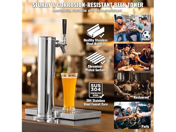 VEVOR Kegerator Tower Kit w/ Drip Tray