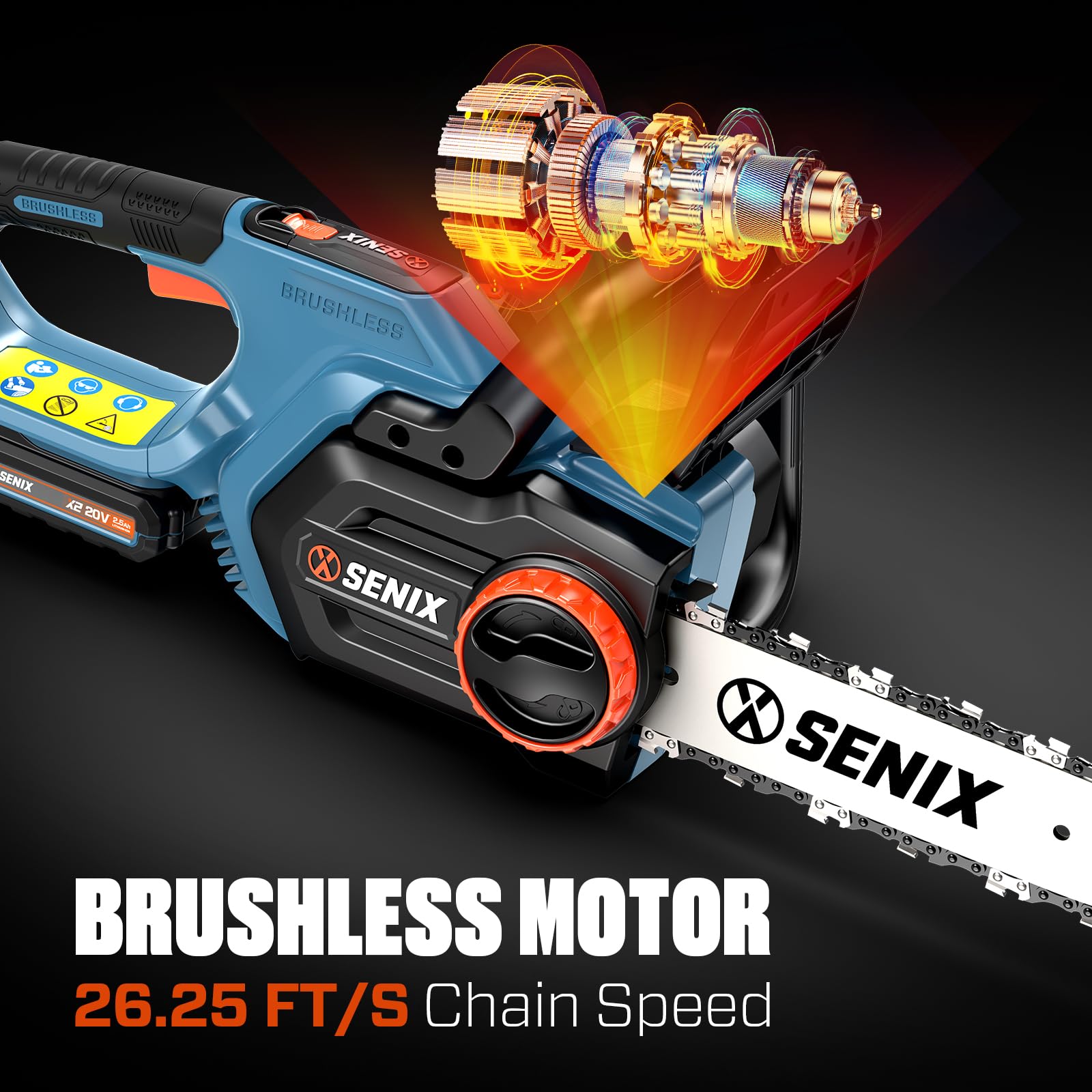 SENIX Chainsaw Cordless, 20V 10" - Gallery 9