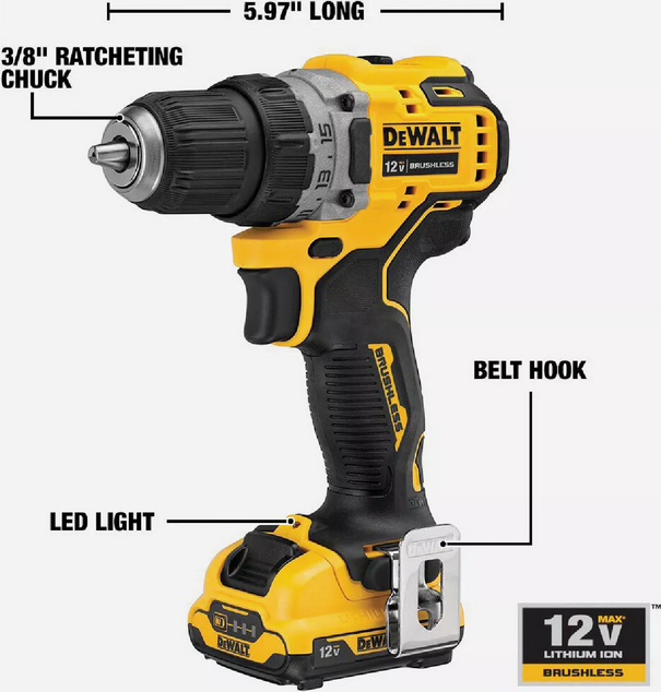DEWALT DCD701F2 12V MAX XR 3/8 In Drill/Driver Kit - Gallery 4