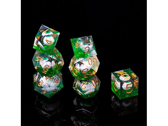 FugaCity DND-Blood Eyes & GREEN, Dice Set Hand