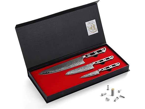 KATSURA CUTLERY CKGD25BSET-no logo Chef Knife Set Blank 3pc