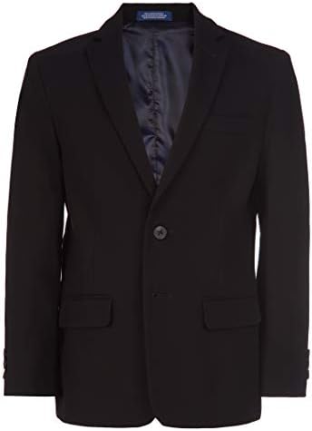 IZOD Boys' Bi-stretch Blazer Business Suit Jacket, Black, 14 US