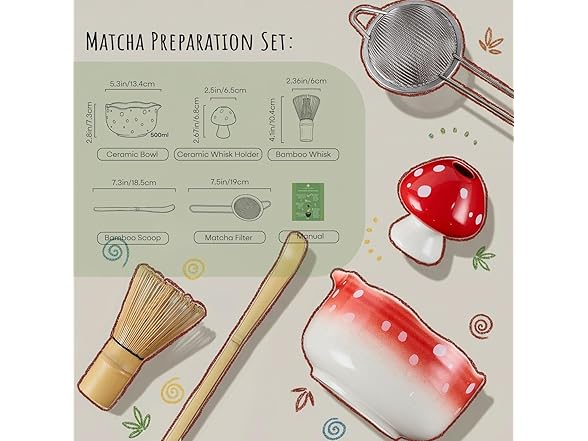 KOIMYSA Matcha Set With Mushroom Design