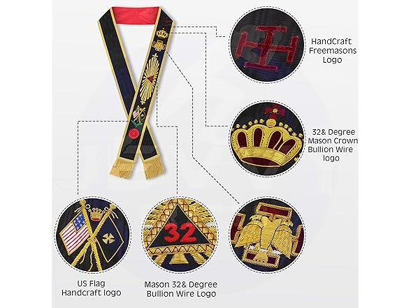 Masonic Scottish Rite 32nd Degree Rose Sash