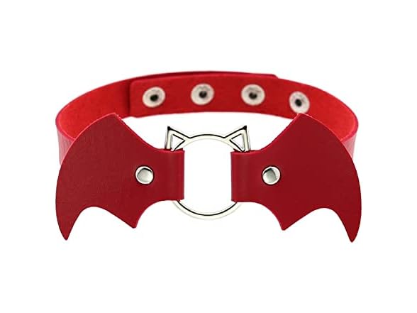 Punk Demon Wings Black Leather Choker