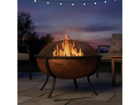 Sunnydaze Round Steel Outdoor Wood-Burning Fire Pit, 32", Copper