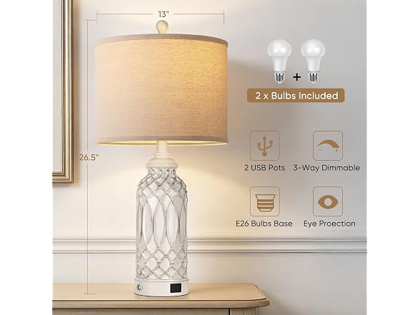WIHTU 26.5'' White Resin Table Lamps